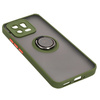 Etui z uchwytem na palec Bizon Case Hybrid Ring do Xiaomi 13, przydymione z zieloną ramką