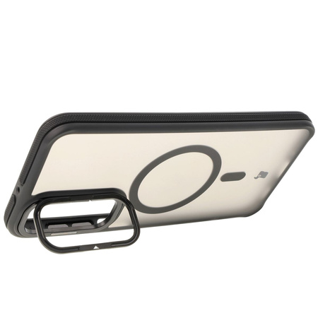 Etui z podstawką i pierścieniem magnetycznym Bizon Case Eclipse do Galaxy A16 4G/5G, przydymione z czarną ramką