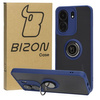 Etui z uchwytem na palec Bizon Case Hybrid Ring do Xiaomi Redmi 13C / Xiaomi Poco C65, przydymione z granatową ramką