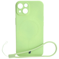 Etui silikonowe z pierścieniem magnetycznym Bizon Case Silicone Magnetic do iPhone 14, jasnozielone