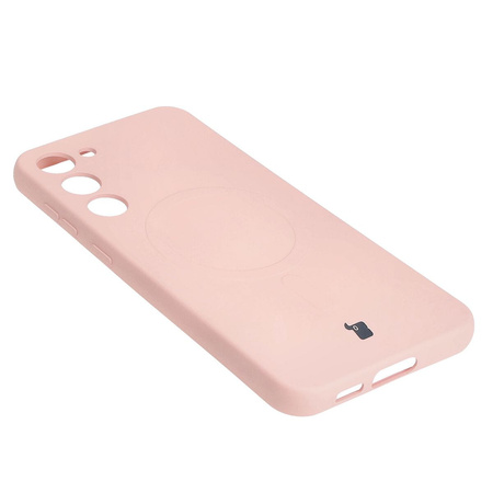 Etui silikonowe z pierścieniem magnetycznym Bizon Case Silicone Magnetic do Galaxy S23 Plus, jasnoróżowe