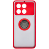 Etui z uchwytem na palec Bizon Case Hybrid Ring do Xiaomi Poco X6 Pro, przydymione z czerwoną ramką