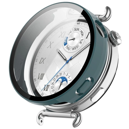 Etui ze szkłem do zegarka Bizon Case Watch Adamo do Huawei Watch GT6 41 mm, zielone