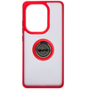 Etui z uchwytem na palec Bizon Case Hybrid Ring do Xiaomi Poco M6 Pro 4G / Xiaomi Redmi Note 13 Pro 4G, przydymione z czerwoną ramką