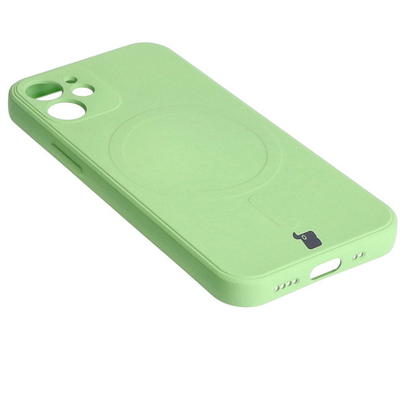 Etui Bizon Case Silicone Magnetic Sq do Apple iPhone 12 Mini, jasnozielone