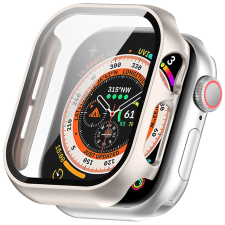 Etui ze szkłem do zegarka Bizon Case Watch Adamo do Apple Watch 11 / 10 (46mm), szampańskie