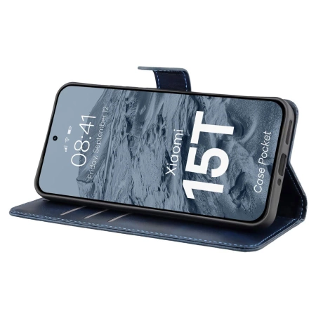 Etui z klapką Bizon Case Pocket do Xiaomi 15T, granatowe