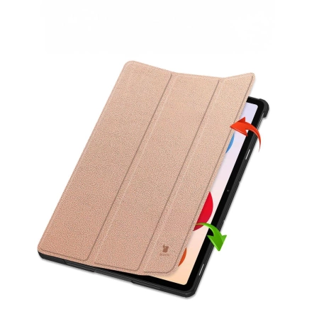 Etui z klapką Bizon Case Tab Croc do Xiaomi POCO Pad M1 / Redmi Pad 2 Pro, różowozłote