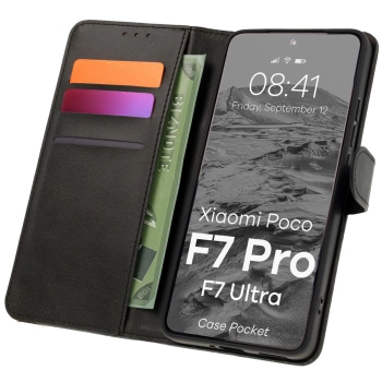 Etui z klapką Bizon Case Pocket do Xiaomi POCO F7 Pro / F7 Ultra, czarne
