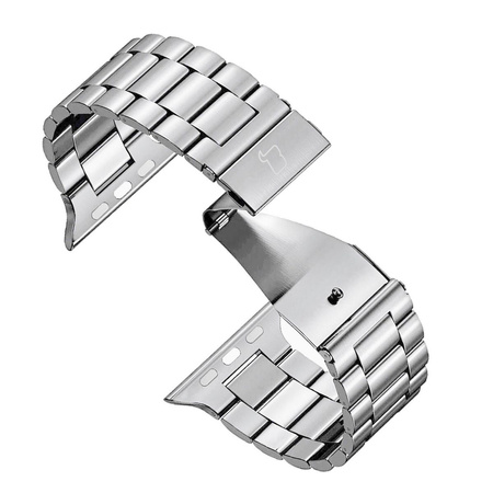 Pasek ze stali nierdzewnej Bizon Strap Watch Aura do Apple Watch 44/45/46/49 mm, srebrny