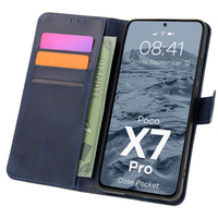 Etui z klapką Bizon Case Pocket do Xiaomi Poco X7 Pro, granatowe