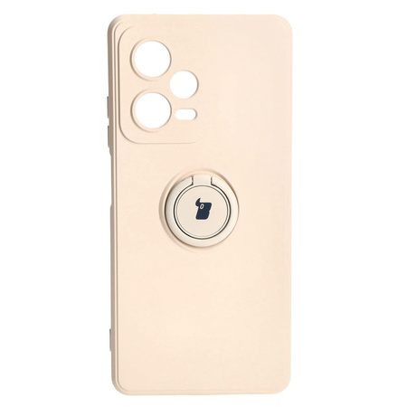 Etui Bizon Case Silicone Ring Sq do Xiaomi Redmi Note 12 Pro Plus 5G, beżowe