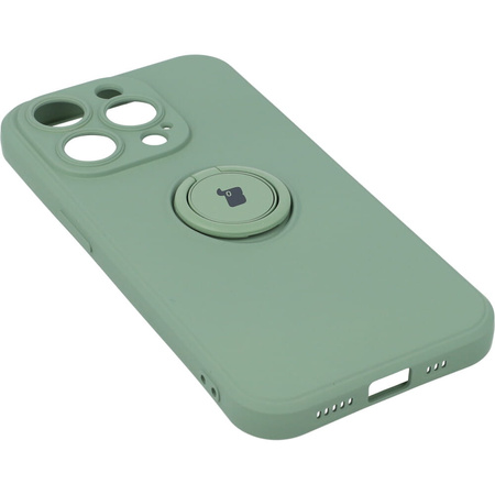 Etui Bizon Case Silicone Ring Sq do iPhone 14 Pro, jasnozielone