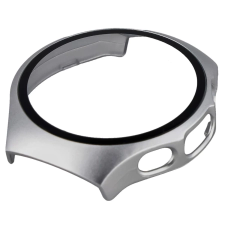 Etui ze szkłem do zegarka Bizon Case Watch Adamo do Huawei Watch 5 46 mm, satynowe srebrne