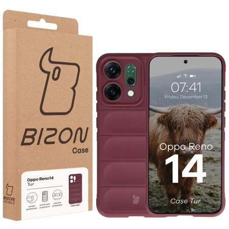 Pancerne etui Bizon Case Tur do Oppo Reno 14, burgundowe