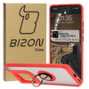 Etui z uchwytem na palec Bizon Case Hybrid Ring do Motorola Edge 50 Ultra, przydymione z czerwoną ramką