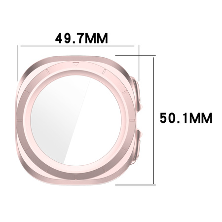 Etui ze szkłem do zegarka Bizon Case Watch Adamo do Galaxy Watch Ultra 2 / 1, satynowo różowe