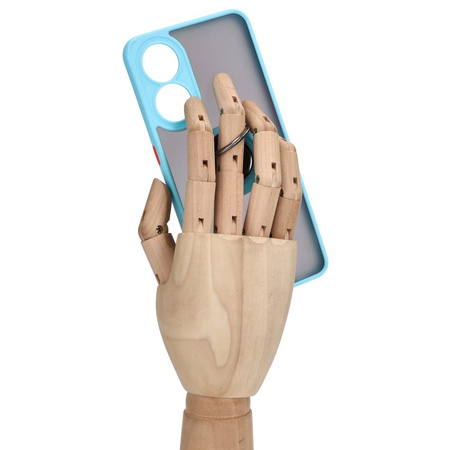 Etui z uchwytem na palec Bizon Case Hybrid Ring do Oppo Reno8 T, przydymione z jasnoniebieską ramką