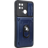 Etui Bizon Case Camshield Card Slot Ring do Xiaomi Redmi 10C, granatowe