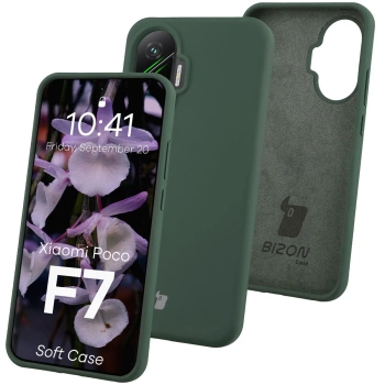 Silikonowe etui Bizon Soft Case do Xiaomi POCO F7, ciemnozielone