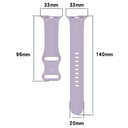 Pasek Bizon Strap Watch Silicone S do Apple Watch 44/45/49 mm, jasnofioletowy