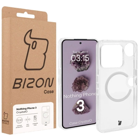 Etui z pierścieniem magnetycznym Bizon Case CrystalO do Nothing Phone (3), przezroczyste