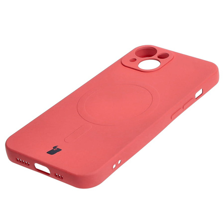 Etui silikonowe z pierścieniem magnetycznym Bizon Case Silicone Magnetic do iPhone 13, brudnoróżowe