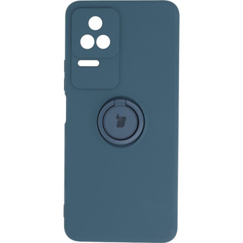 Etui Bizon Case Silicone Ring Sq do Xiaomi Poco F4, granatowe