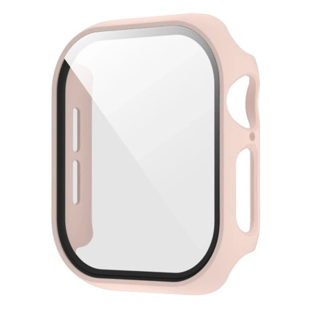 Etui ze szkłem do zegarka Bizon Case Watch Adamo do Apple Watch SE 3 / SE 2 / SE / 6 / 5 / 4 (40 mm), matowe różowe