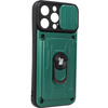 Etui Bizon Case Camshield Card Slot Ring do iPhone 14 Pro Max, zielone