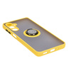 Etui z uchwytem na palec Bizon Case Hybrid Ring do Galaxy M54 5G, przydymione z żółtą ramką