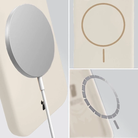 Silikonowe etui z pierścieniem magnetycznym Bizon Soft Case Magnetic do iPhone 17, écru