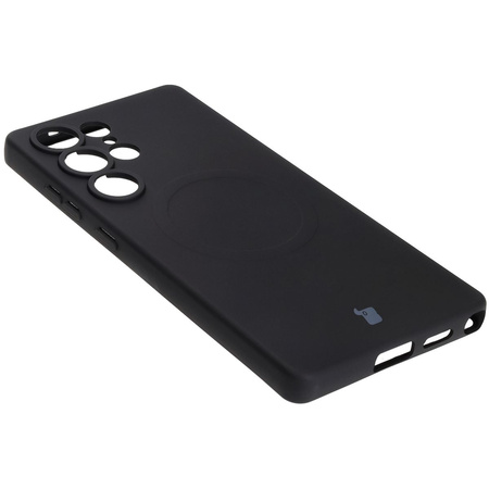 Silikonowe etui z pierścieniem magnetycznym Bizon Case Silicone Magnetic do Galaxy S25 Ultra, czarne