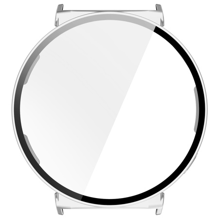 Etui ze szkłem do zegarka Bizon Case Watch Adamo do Huawei Watch GT 5 41 mm, satynowo srebrne