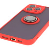 Etui z uchwytem na palec Bizon Case Hybrid Ring do iPhone 16 Pro Max, przydymione z czerwoną ramką