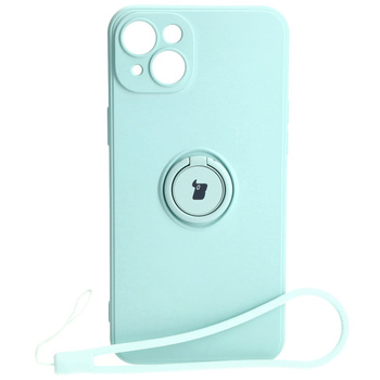 Etui Bizon Case Silicone Ring Sq do Apple iPhone 15 Plus, turkusowe