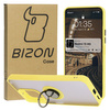 Etui z uchwytem na palec Bizon Case Hybrid Ring do Xiaomi Redmi 13 4G, przydymione z żółtą ramką
