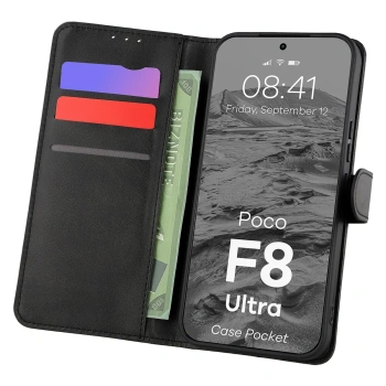 Etui z klapką Bizon Case Pocket do Xiaomi POCO F8 Ultra, czarne