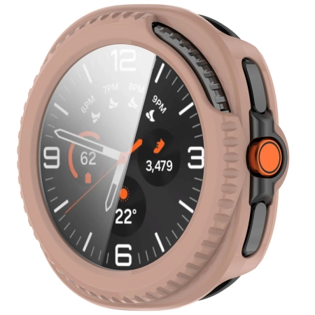 Etui ze szkłem do zegarka Bizon Case+Glass Watch do Samsung Galaxy Watch 8 Classic 46 mm, różowe