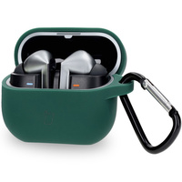Silikonowe etui z karabińczykiem Bizon Case Headphone Silicone do Galaxy Buds 3/3 Pro/3 FE, ciemnozielone