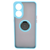 Etui z uchwytem na palec Bizon Case Hybrid Ring do Oppo Reno8 T, przydymione z jasnoniebieską ramką