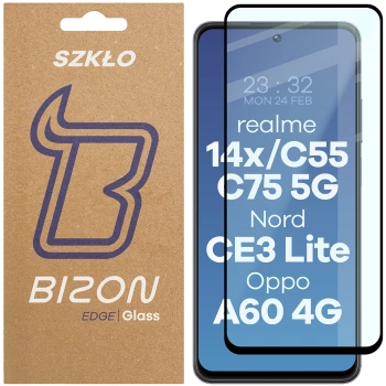 Szkło hartowane Bizon Glass Edge 2 do Realme C55 / OnePlus Nord CE 3 Lite, czarne