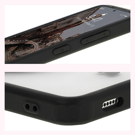 Etui z pierścieniem magnetycznym Bizon Case MatteO do Galaxy S24, półprzezroczyste z czarną ramką