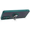 Etui z uchwytem na palec Bizon Case Hybrid Ring do Oppo A78 4G, przydymione z ciemnozieloną ramką