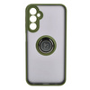 Etui z uchwytem na palec Bizon Case Hybrid Ring do Galaxy A24 4G, przydymione z zieloną ramką