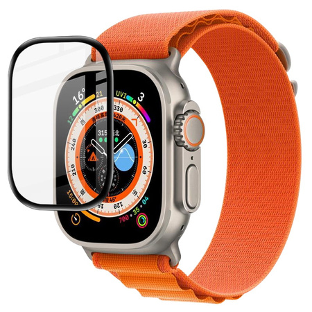Szkło hartowane Bizon Glass Edge dla Apple Watch Ultra 49mm, czarne