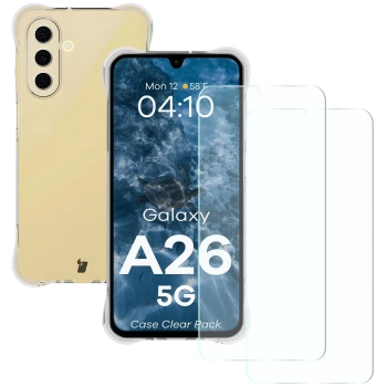 Elastyczne etui + 2x szkło hartowane Bizon Case Clear Pack do Galaxy A26 5G