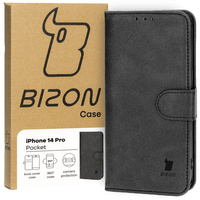 Etui z klapką Bizon Case Pocket do iPhone 14 Pro, czarne