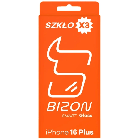 Szkło ochronne 2.5D Bizon Smart Glass do iPhone 16 Plus, 3 sztuki