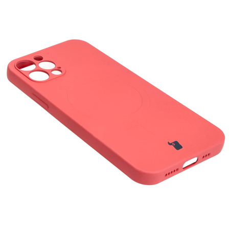 Etui silikonowe z pierścieniem magnetycznym Bizon Case Silicone Magnetic do iPhone 12 Pro, brudnoróżowe